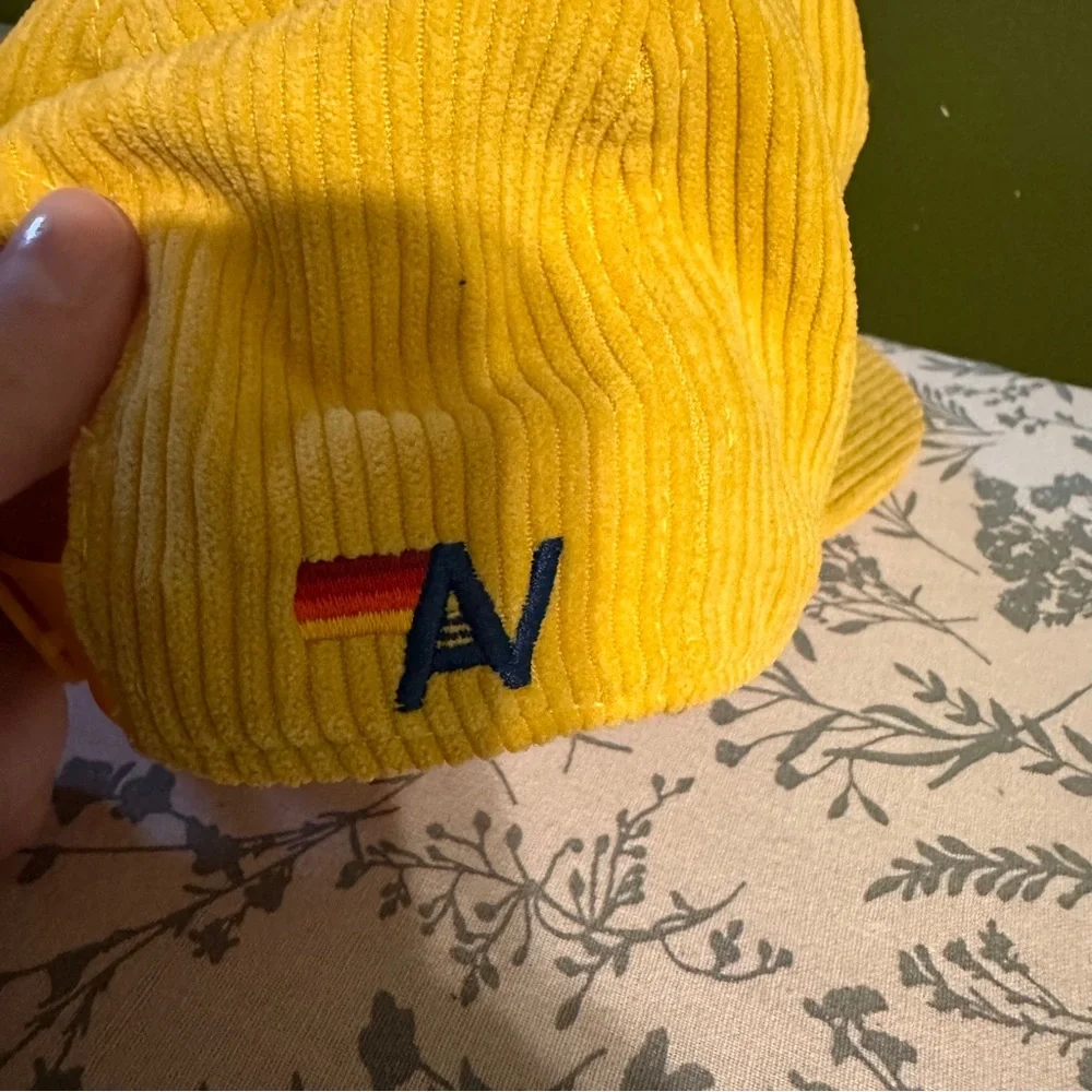 Aviator Nation Corduroy Vintage Mesh Trucker Hat Logo Patch Yellow Gold - Picture 3 of 4